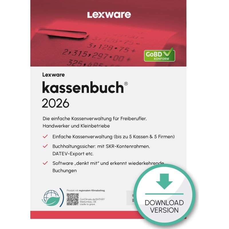 Lexware Kassenbuch Version 25.00 - 2026 - 1 Device, ABO - ESD-Download