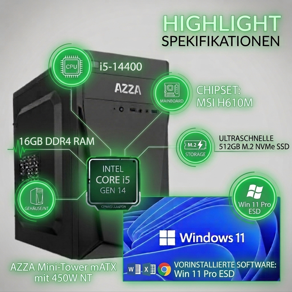 PC Intel i5-14400 | 16GB RAM | 512GB SSD | Win 11 Pro
